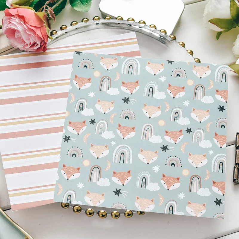 Wholesale custom art background paper card making DIY scrapbook paper craft little fox scrapbook origami