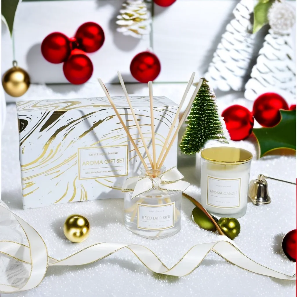 Wholesale of Platinum Black Gold Fireless Vine Stick Aromatherapy Candle Gift Box Set by Manufacturer as a Gift for Companions