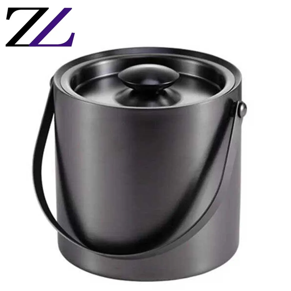 Commercial party catering customized vodka wine bottle ice bucket metal square double wall ice bucket night club ice bucket