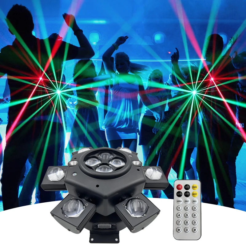 150W LED Moving Head DJ Stage Lights RGBW 4in1 Beam 6 Arms Bee-Eye Disco Club Party Lighting Strobe Red Green White Amber Remote