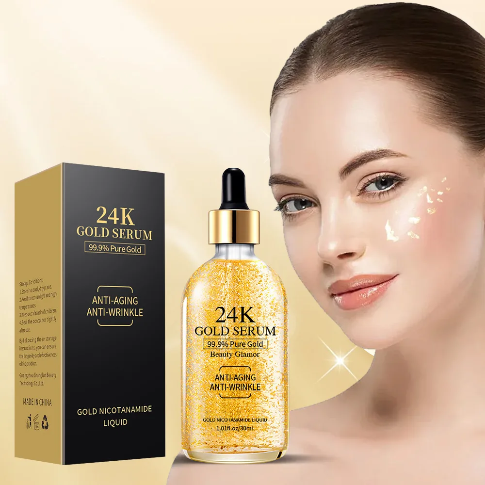 Натуральная профессиональная Сыворотка для ухода за лицом 100% Purre 24k Gold Отбеливающая увлажняющая антивозрастная лица с темными пятнами