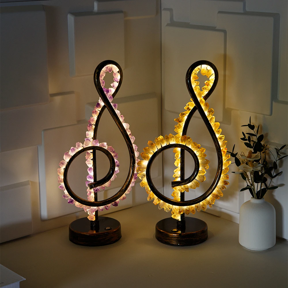 Natural Crystal Light/Amethyst Rose Quartz Raw Stone Healing Gem Stone Night Light Crystal Table Lamp for Home Bedroom Decor