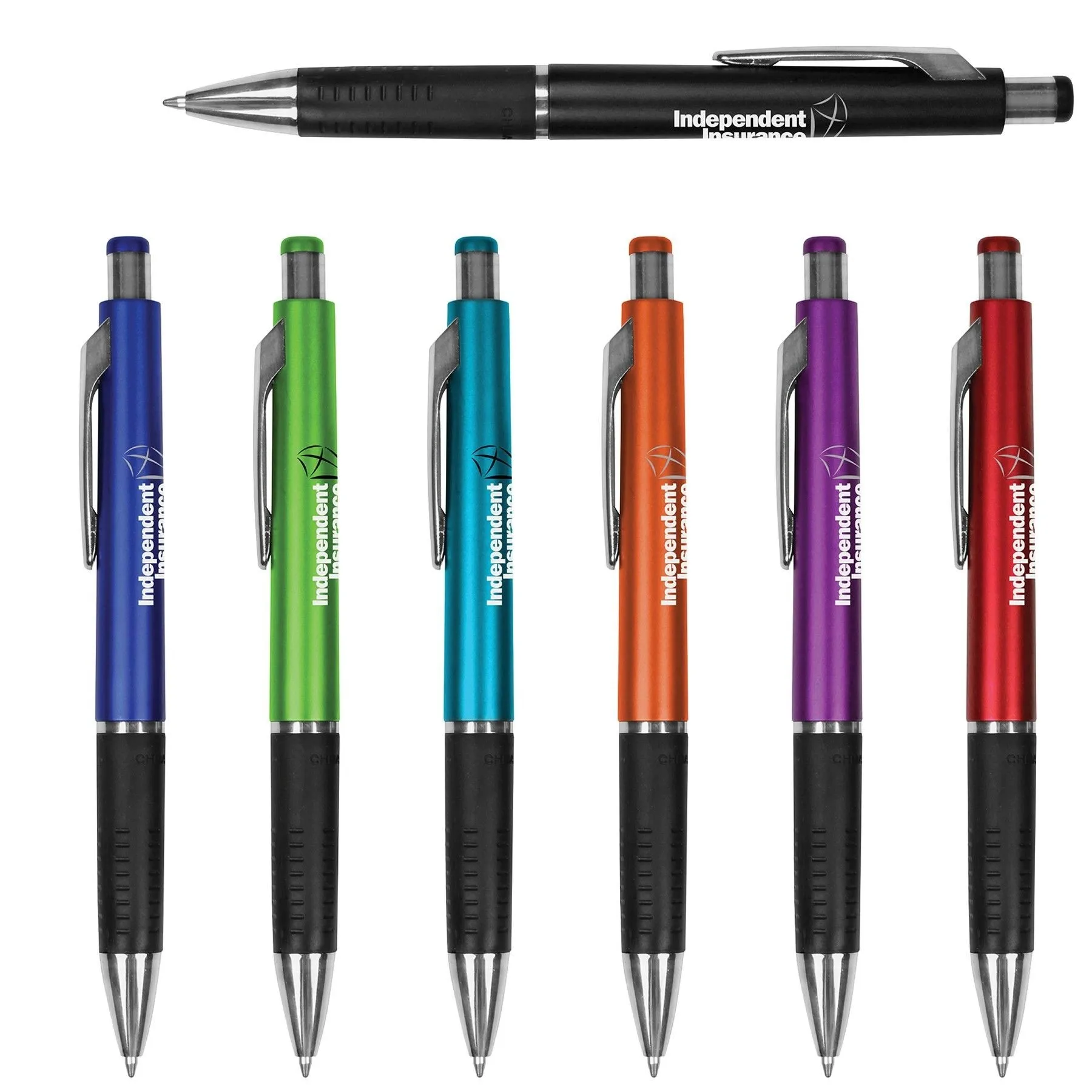 personalized plastic promotional Metallic Rubber Grip ballpoint pens for custom brand logo imprint-ball pen ink