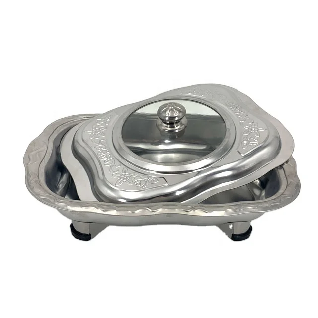 Full Size Stainless Steel rectangular chafing dish Chafing Food Pans and steel cover on top