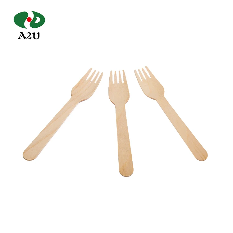 Disposable wooden cutlery fork, for children, can be customized logo colorful, environmentally friendly
