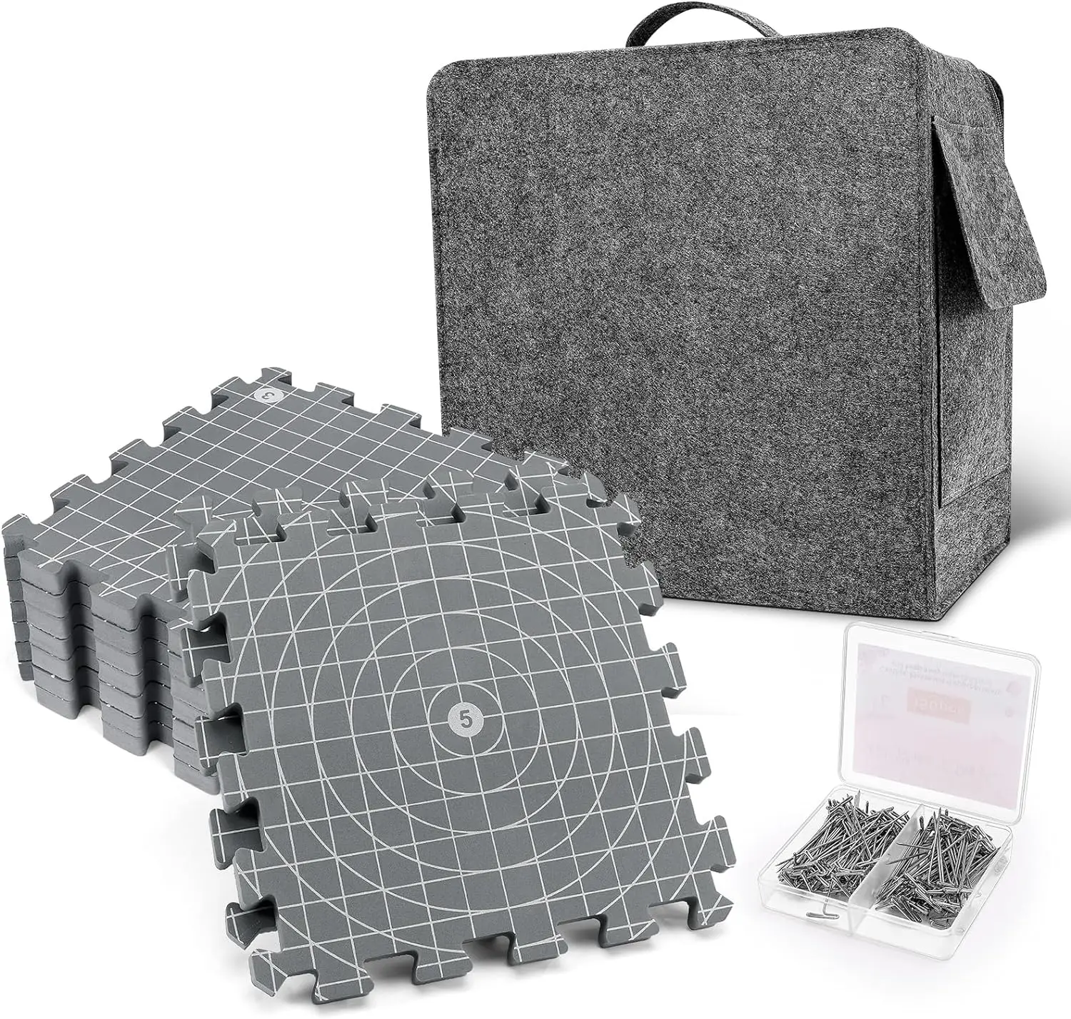 Extra Thick Blocking Boards with Grids for Needlepoint or Crochet,9 Pack Knitting Mats with 100 T-Pins and Storage Bag