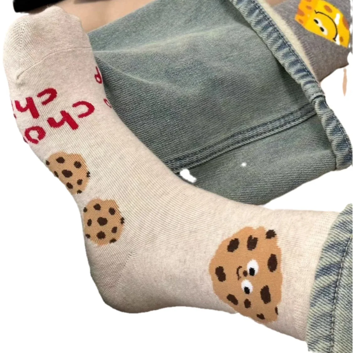 Wholesale Hot Sale Cute Pattern Colorful Girls Socks Fancy Stripe Art Pattern Cookies Cotton Socks For Woman Crew Socks