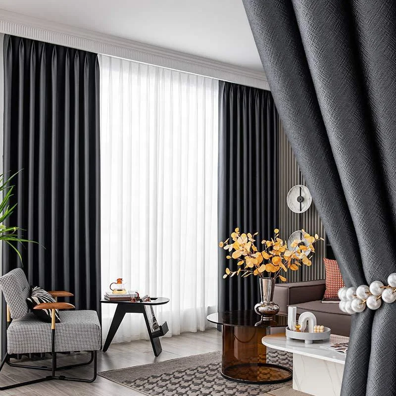 High Quality Classic Curtain Wholesale 100% Polyester 100% Blackout Window Curtains And Drapes Thermal Insulated Bedroom