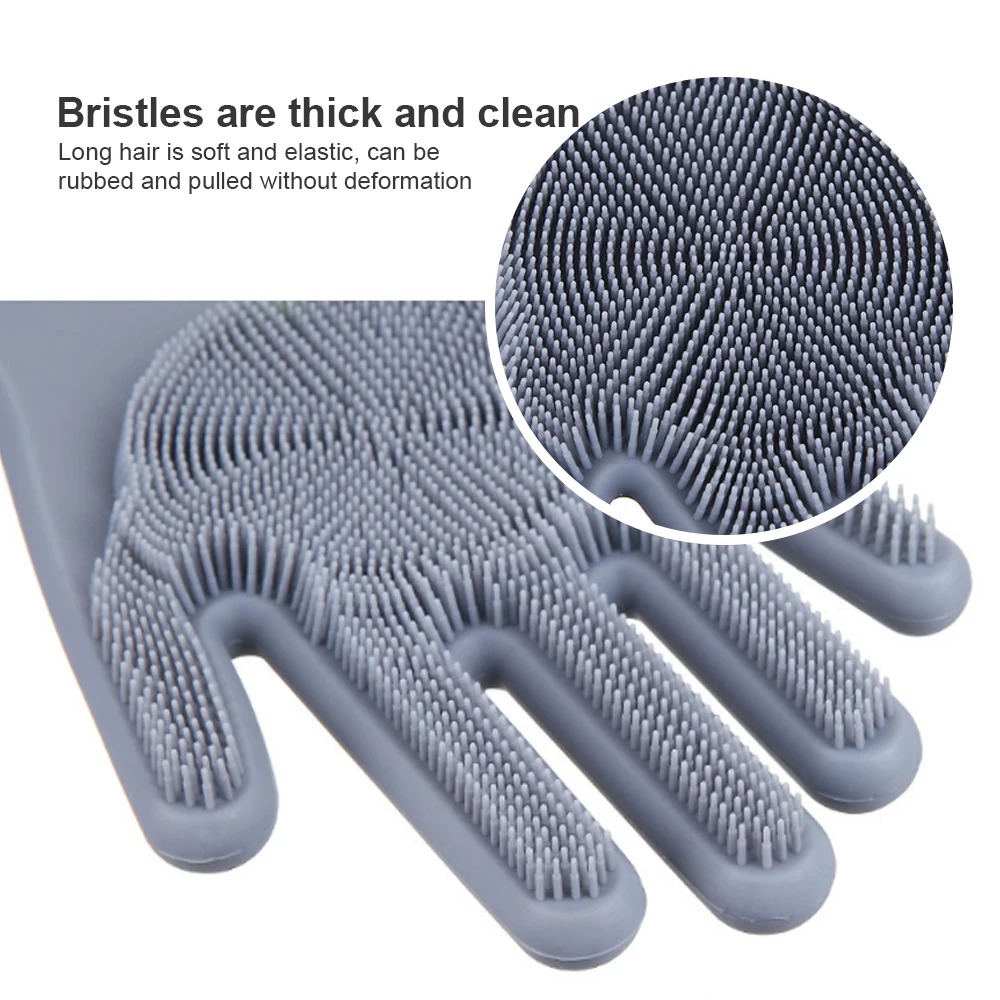 Magic Silicone Dishwashing Scrubber Silicone Dishwashing Gloves Dish Washing Sponge Rubber Scrub Gloves Kitchen Clean Tool Scrub
