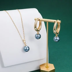 Hawaiian Jewelry Large Pearl Necklace 18k Gold Plated Pearl Earring Necklace Set Wholesale