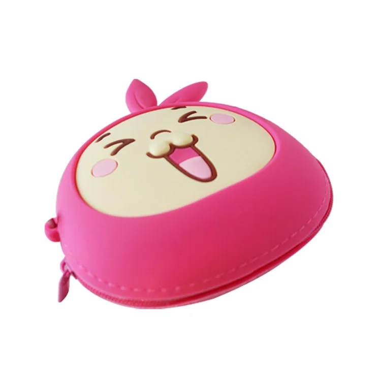 Kids Custom logo small souvenir cute amine cartoon silicone rubber zipper coin purse mini wallet with chain