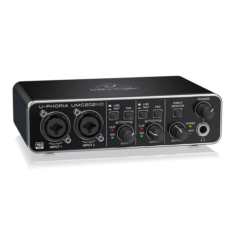 
Audiophile UMC202HD Mic Preamplifier Professional Studio Sing Music Live Recording Guitar band USB Audio Interface Sound card 