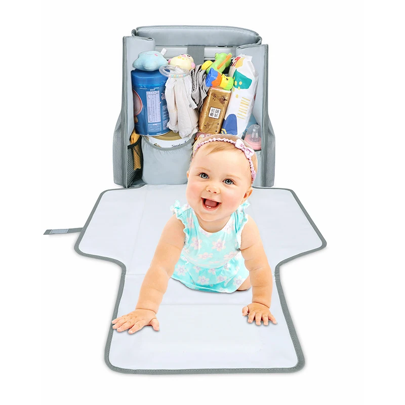 Custom New Quality Large Capacity Waterproof Polyester Baby Diaper Bag Backpack with Changing Station