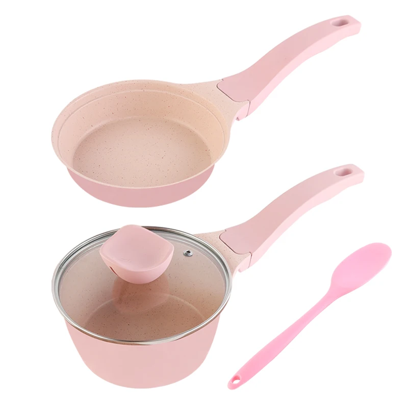 baby auxiliary food pot non stick pot set one frying pan and one soup milk pot