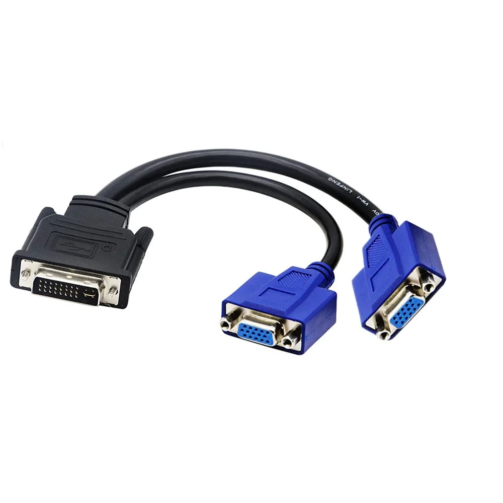 DVI 24+5 Male To Dual VGA Female Splitter Cable 0.25m