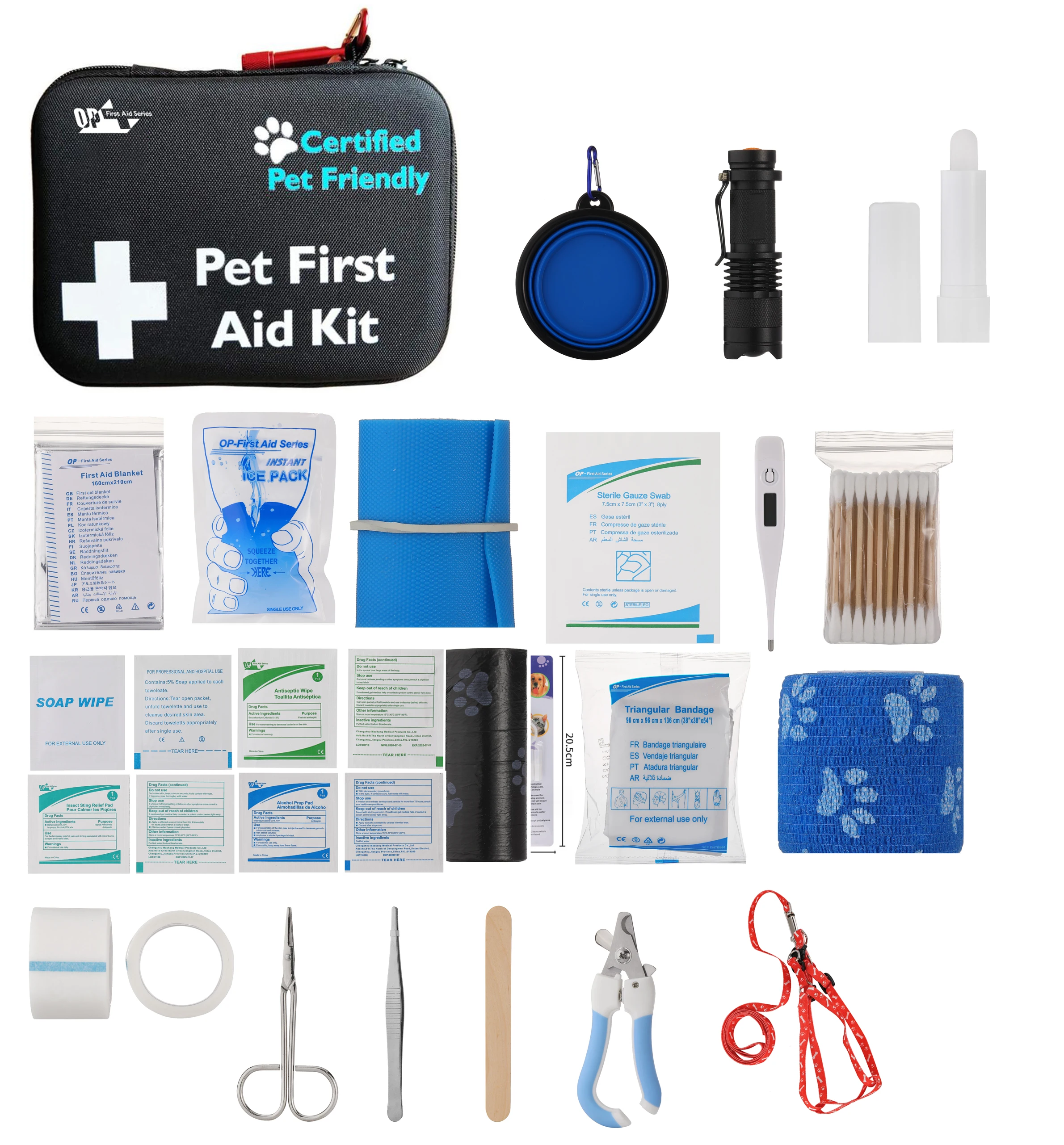 Oripower Custom Design Amazon Hot Selling Wholesale Pet First Aid Kit EVA Case Bag For Dogs Compact Mini Pet First Aid Kit