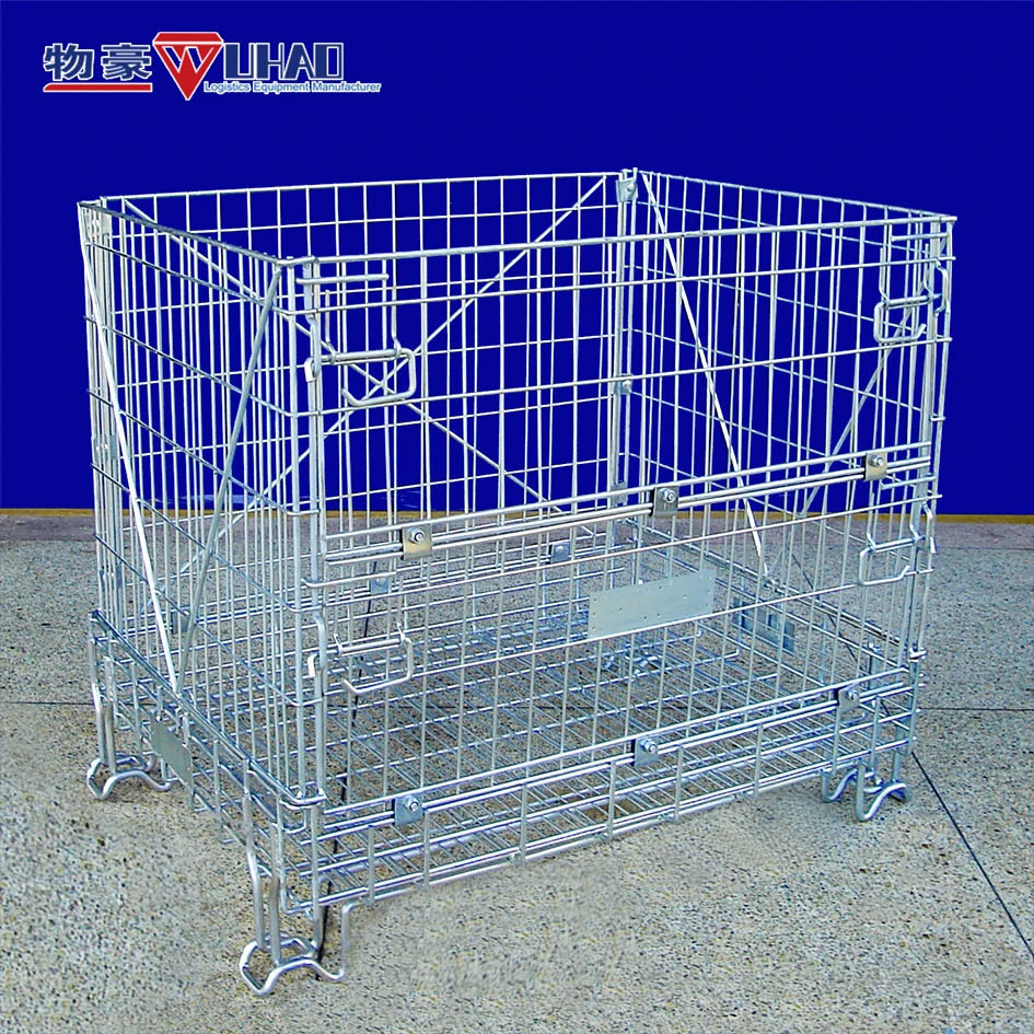1200x800x910mm Heavy duty large capacity Stackable Metal Wire Mesh Warehouse Pallet Cages for wine bottles