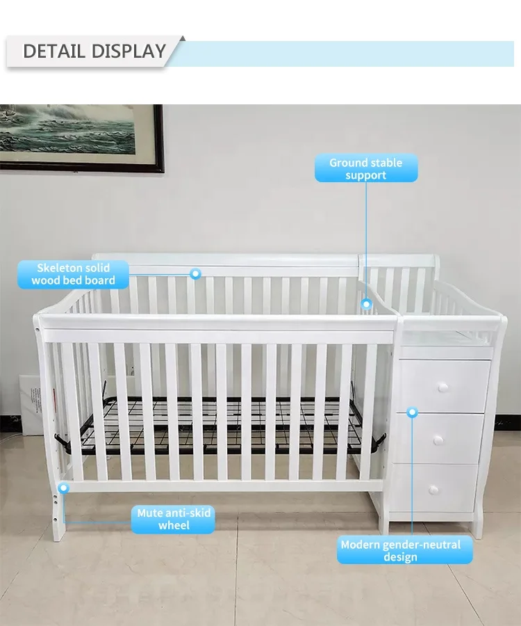 New Born Wooden Baby Bed Crib Babies Sleeping Furniture Cot Set Cunas Para Bebe Cradle bedding set For babies