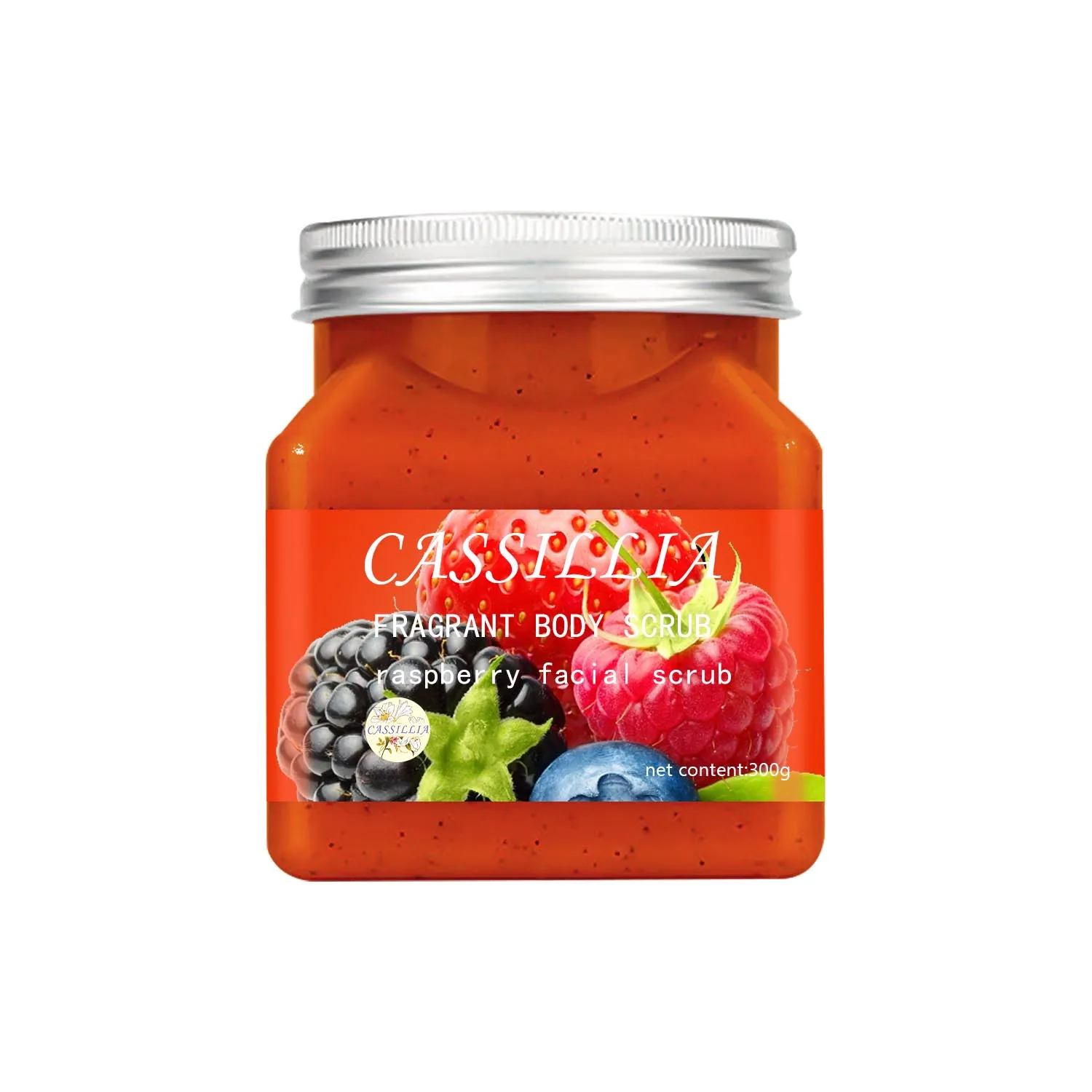 CASSILLA wholesale face sugar body scrub exfoliator exfoliating cream bleaching whitening fruit fragrance strawberry body scrub