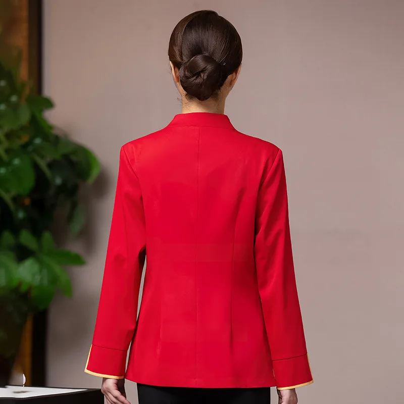 Long sleeve chinese restaurant catering coat coffee shop restaurant waiter uniform