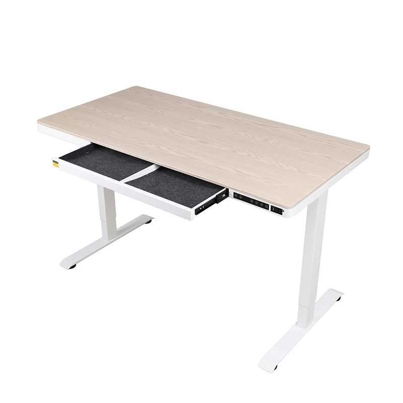 E4(A)-W Adjustable Desk Frame With USB Electric Height Adjustable Desk Table With Drawer Wooden Smart Stand Up Desks For Office