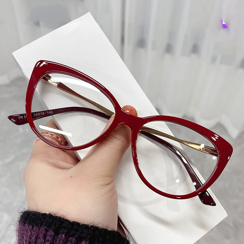 Custom Logo Fashion Womens Cat Eye TR90 Anti Blue Light Blocking Eyeglasses Glasses Optical Frame Gafas