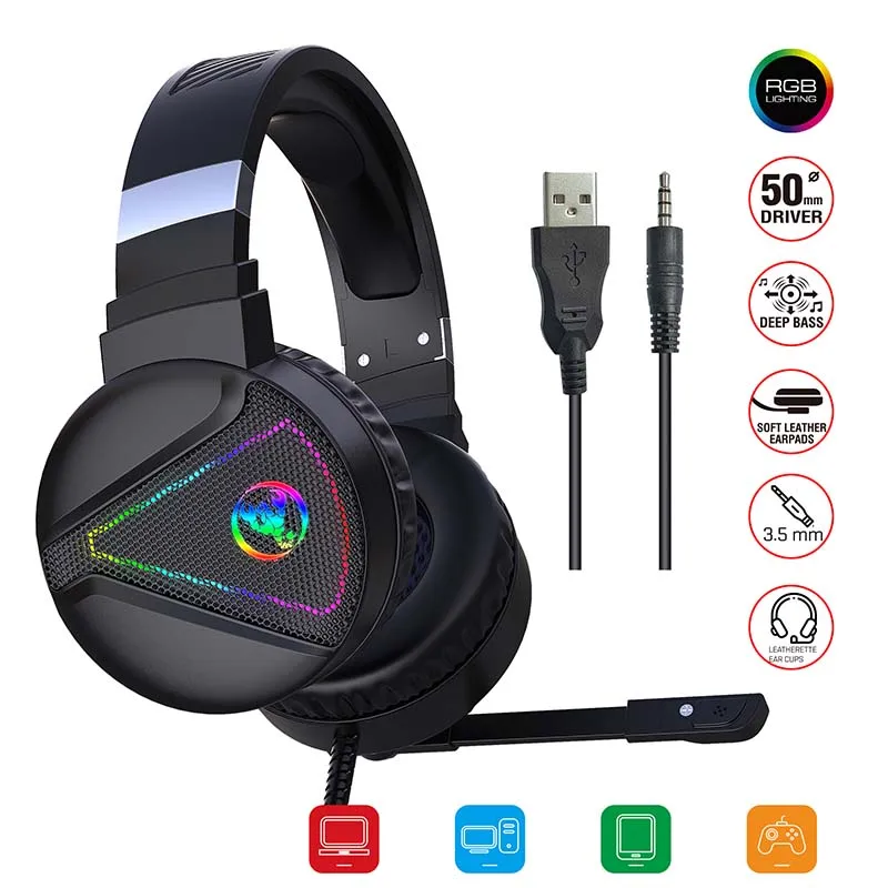 High Quality Wired RGB Professional 7.1 Gamer Headphone Gaming Headset with Microphone