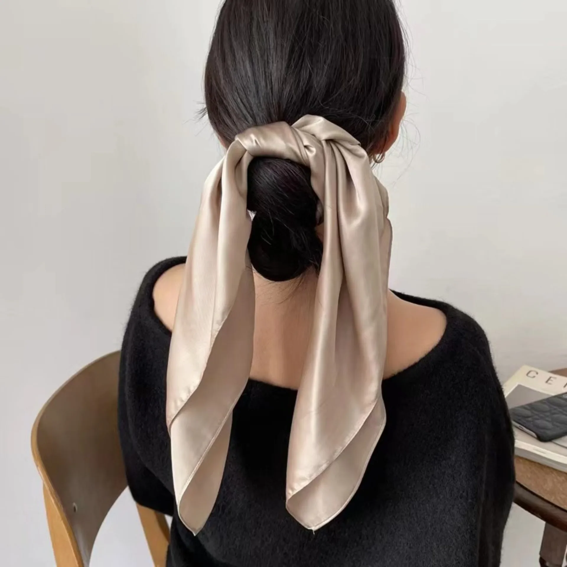 Wholesale Square Silk Scarf for Women 70x70 Woman 50D Satin Scarves Solid Color Neck Scarfs