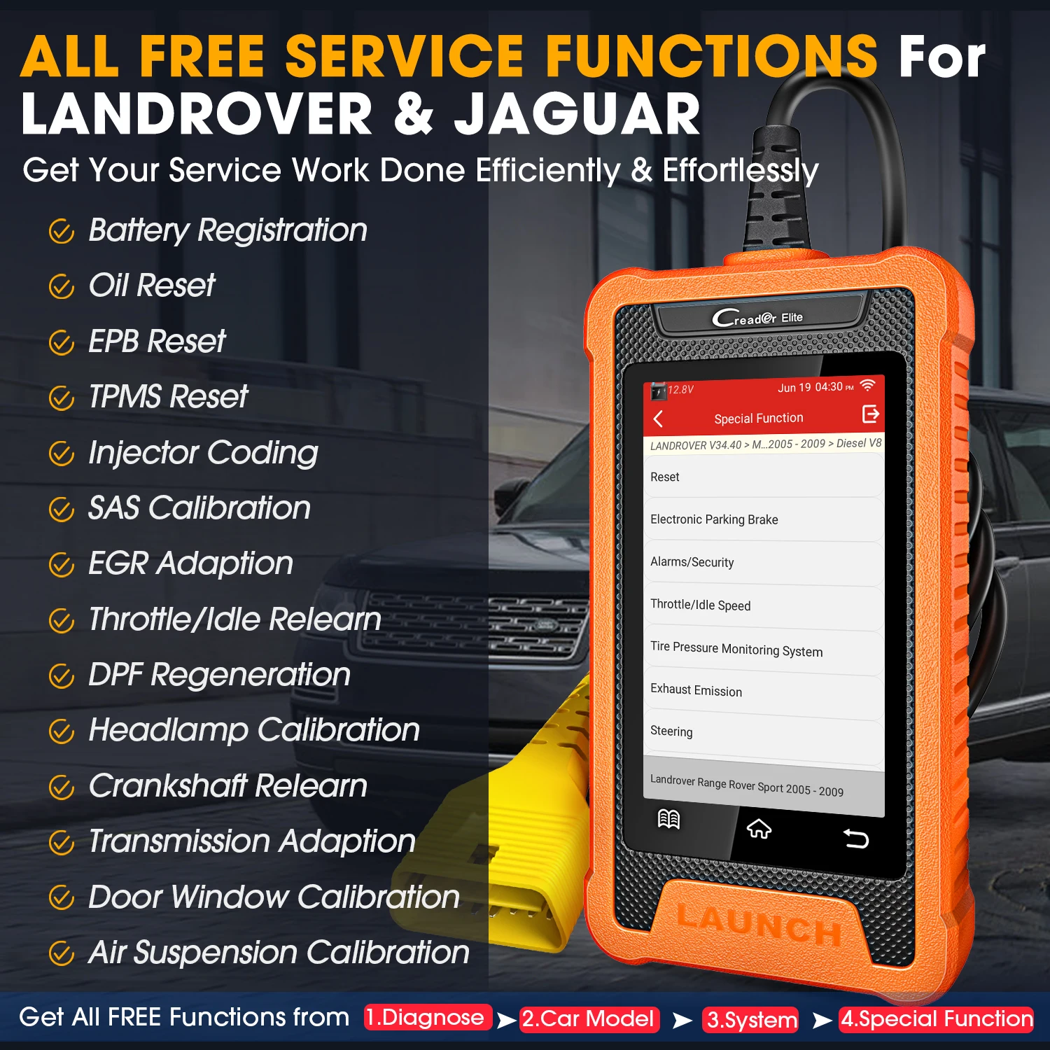 2024 Original Launch CRE Elite for Land Rover Jaguar Obd2 Scanner Auto Diagnostic Tool All service Lifetime Free Update