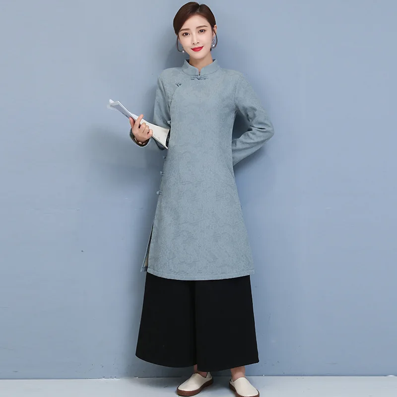  Новое поступление современный Чонсам chongsam в традиционном китайском стиле baju Длинная женская одежда hanfu для осени весны и
