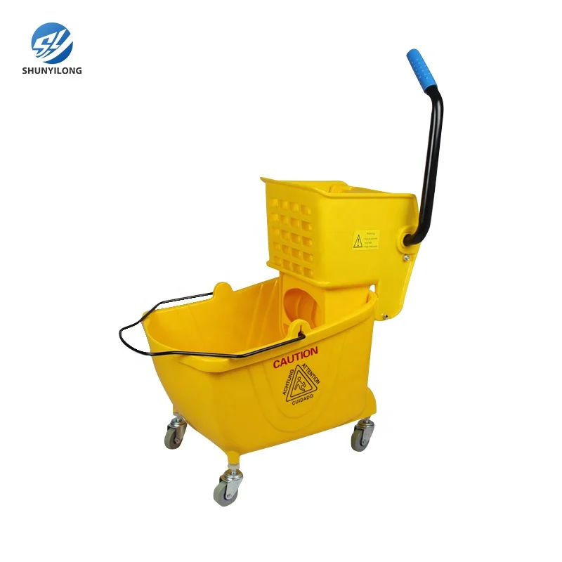 Factory Wholesale 20L/24L/25L/32L/36L PP Plastic Cleaning Mop Hotel Wringer Trolley with Buckets