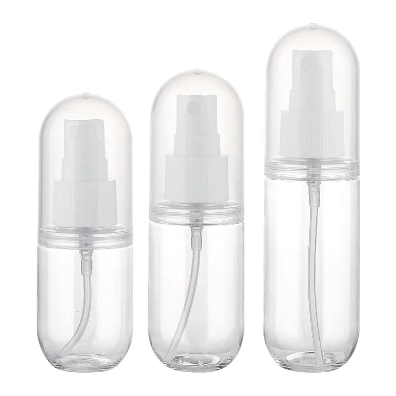 Custom 30ml 40ml 50ml 60ml 70ml 80ml 100ml PET plastic empty pill capsule shape spray lotion pump bottle