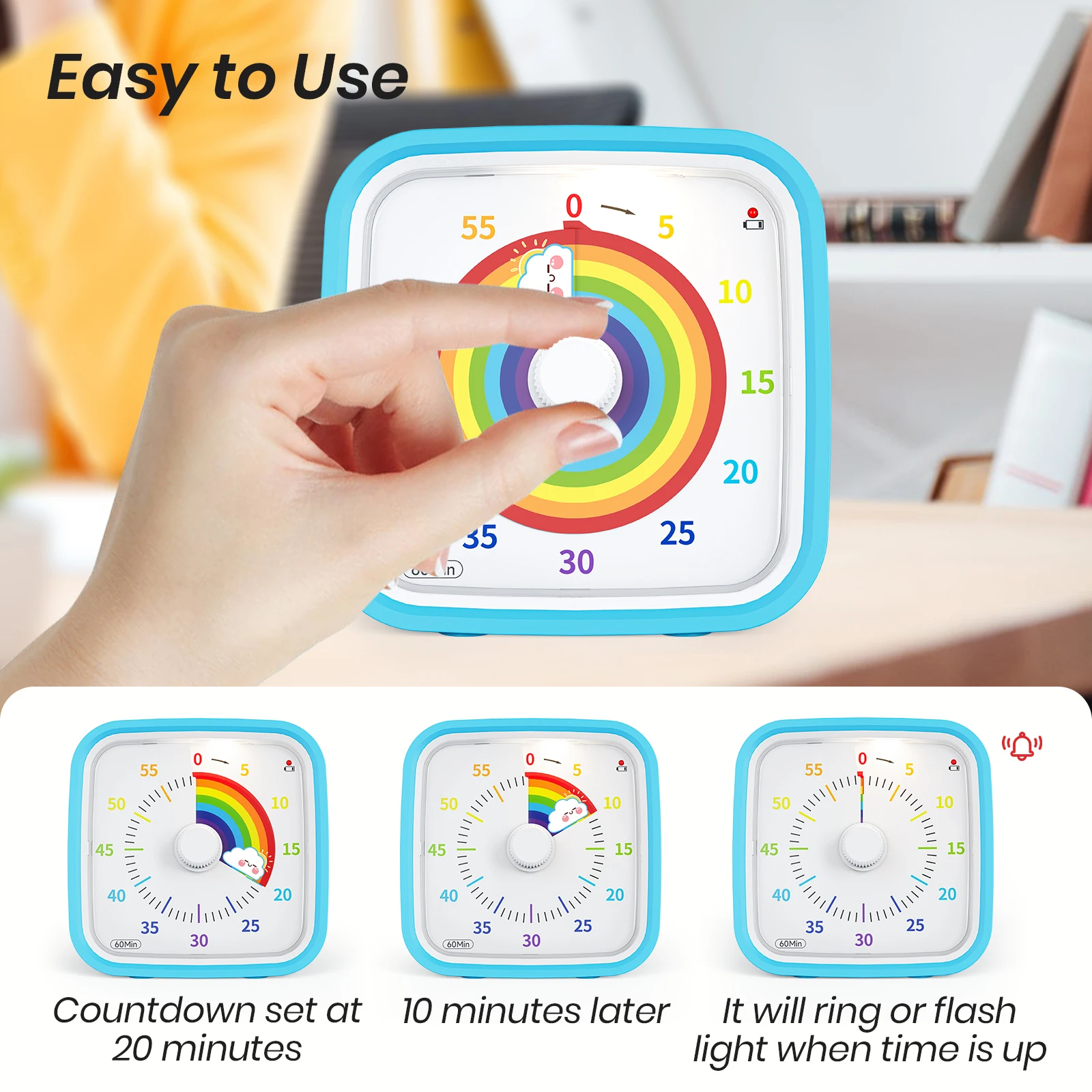 Yunbaoit Visual timer clock Child time management pomodoro kitchen time timer countdown productivity study visual timer for kids