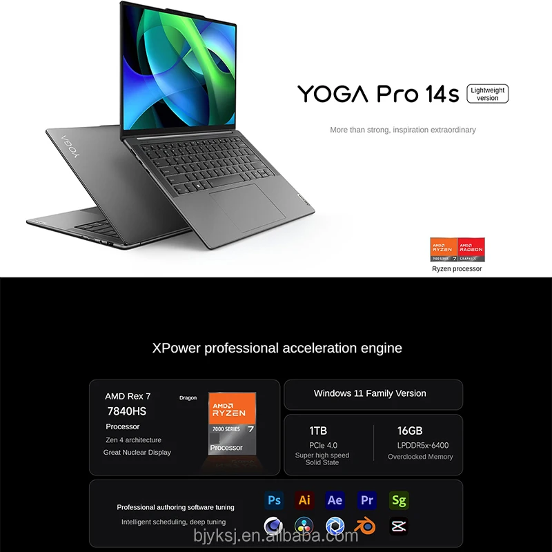 Brand new Lightweight Version Lenovo business laptop YOGAPro14s AMD R7-7840H 14.5 inch  16GB 1TB 3.2K screen pc computer