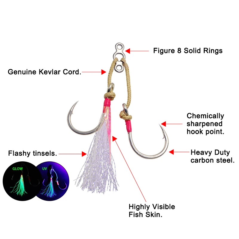 Wholesale Power fish Hook Set Jigging Heavy Duty Carbon Steel Assist Hooks Fishing Saltwater