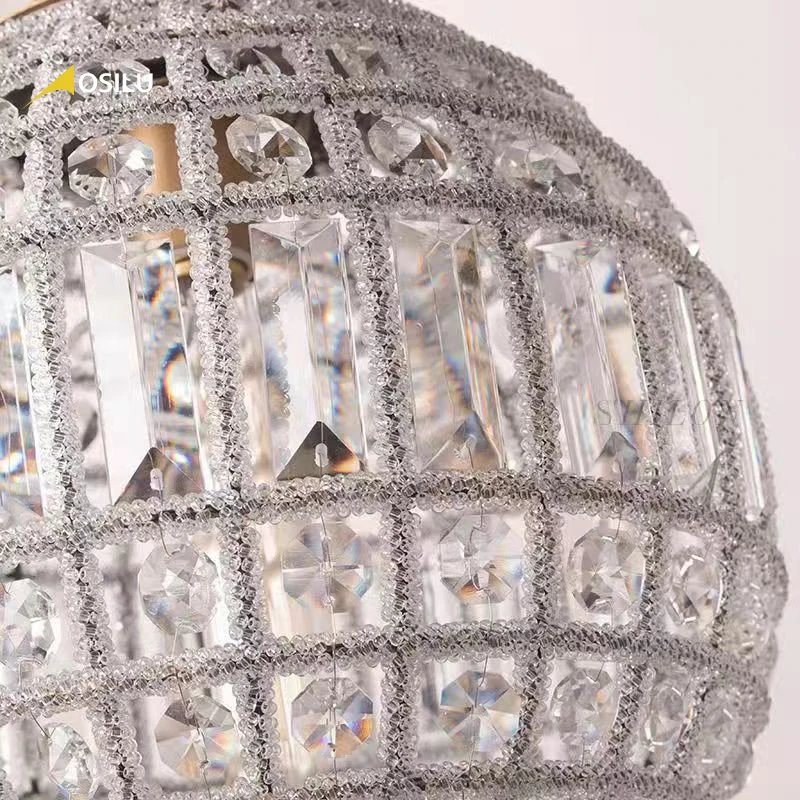 Retro Vintage Royal Empire Round Ball Style Big Crystal Modern Chandelier Lamp