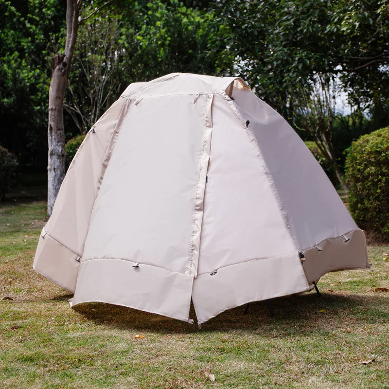 Outdoor Camping Off The Ground Single Tent Folding Aluminium Poles Double Weatherproof  Windproof Marching  Tent