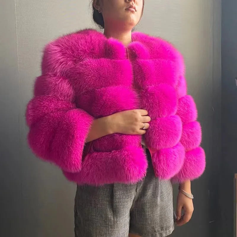 Customized  Real  fox   fur jacket    winter  fur coat  women  fashion fox fur coat