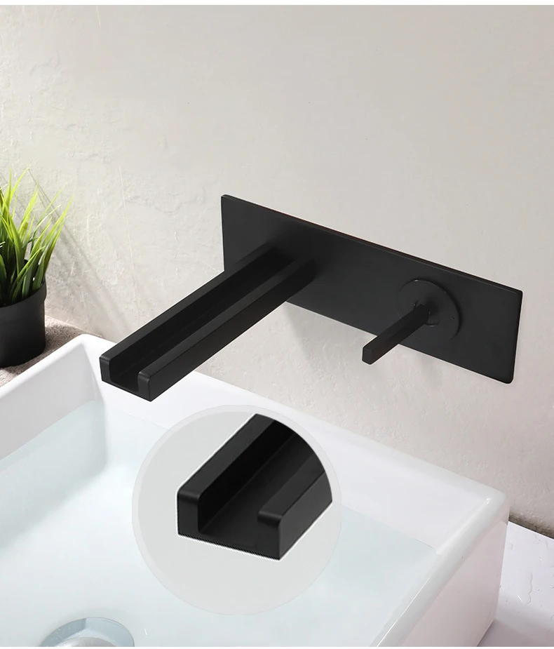 Wall Mount Basin Faucet Waterfall Bathroom Sink Faucet