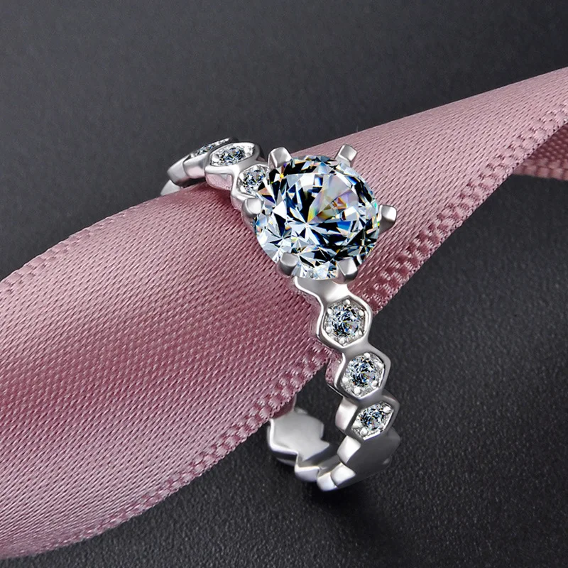 Drop Shipping 925 Sterling Silver Shiny Full Diamond Gemstone Ring Cubic Zirconia CZ Diamond Ring Eternity Engagement Ring
