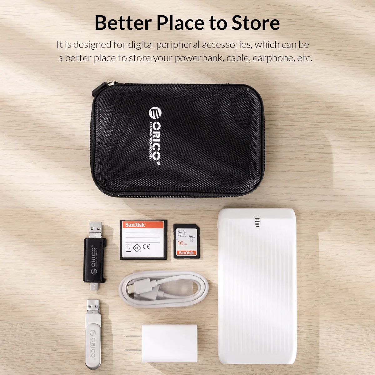 ORICO EVA Rubber Portable Carrying External 2.5 Inch HDD Hard Disk Protection Bag With Cable Storage Packet PHD-25