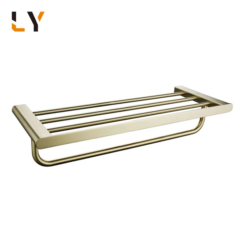 304 Stainless Steel Anti-Rust Bathroom Clothes Towel Hanger Double Towel Shelf Black Towel Rack