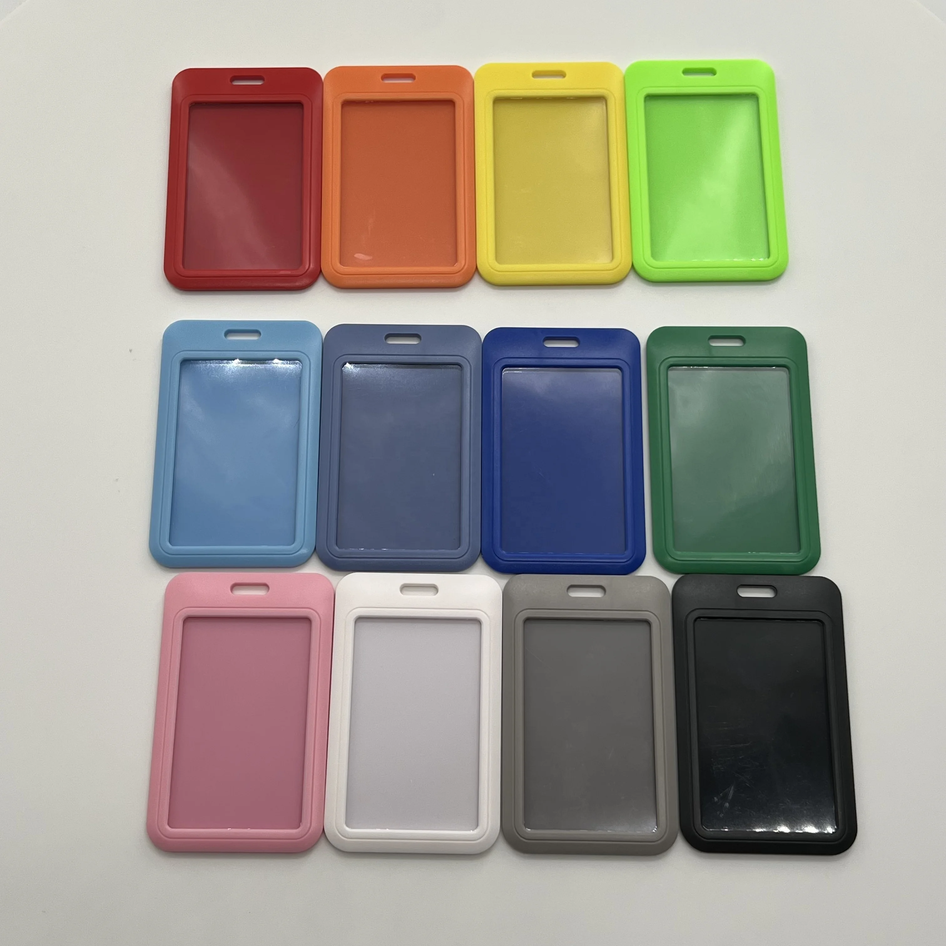 Fashion creative ABS vertical shape slide cover id card holder can be customized logo lanyard with id card holder