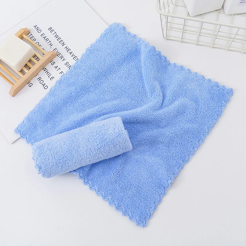 Wholesale Microfiber 30x30cm Quick Drying Terry loop Face Towel Face Napkins Cheap Cleaning  Cloth Coral Fleece Kitchen Towel