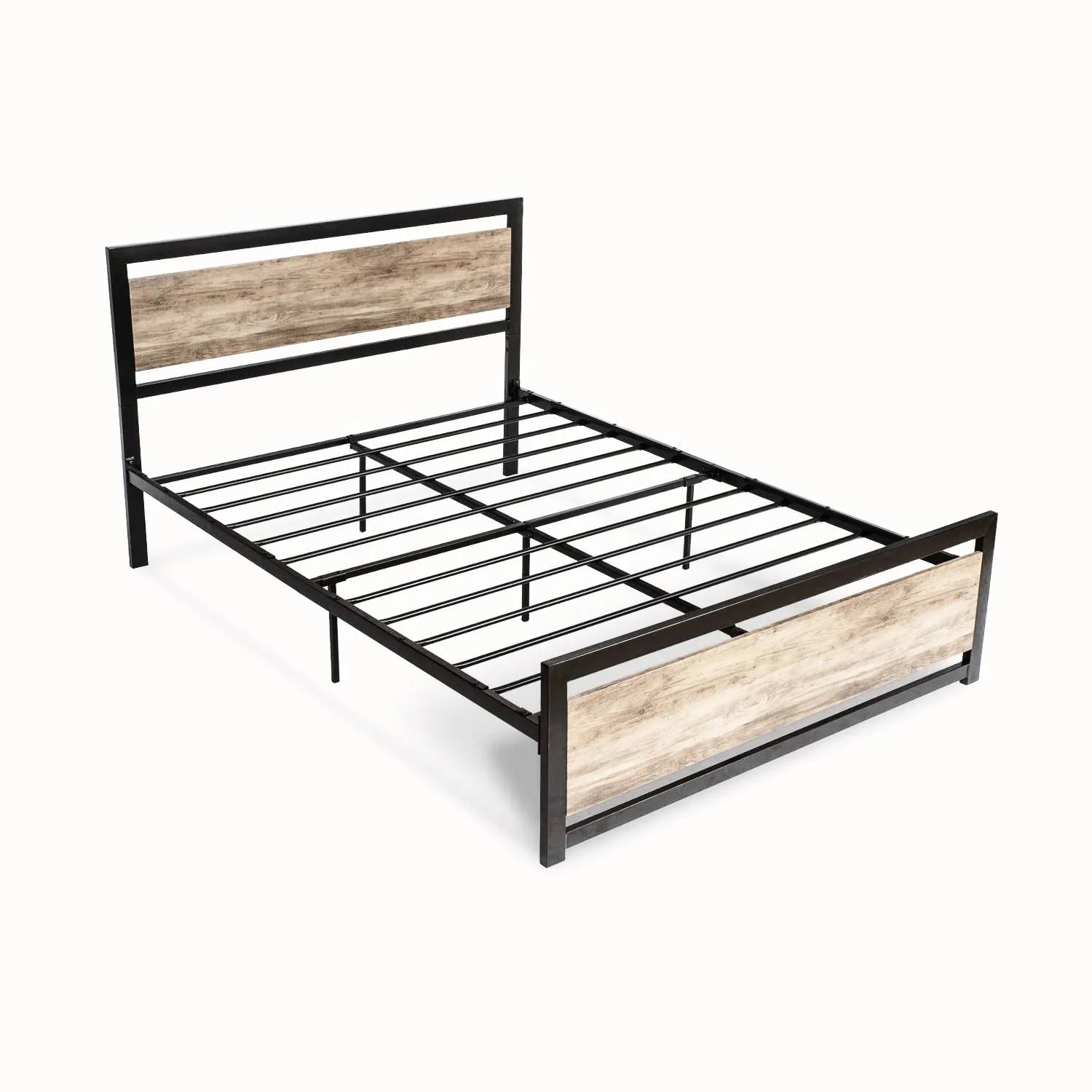 JZD wrought iron wood bed home furniture for sale metal bed frame King size double bed