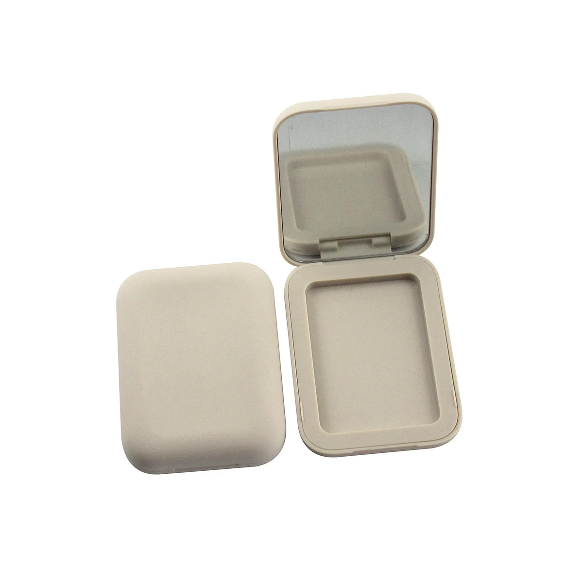 TM-ES4002  square compact powder case rubber paint plastic pressed powder case makeup compact powder packaging