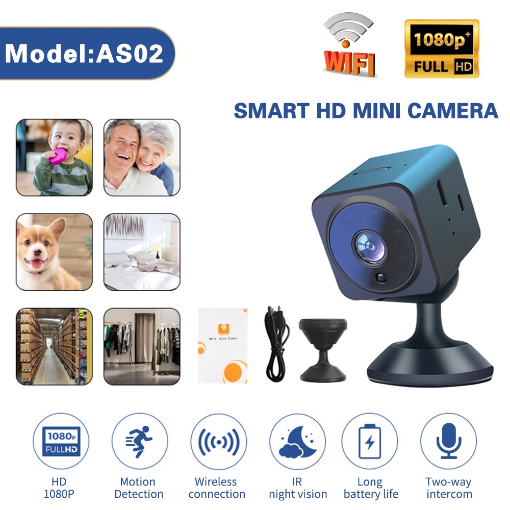 Оптовая продажа двусторонний домофон 1080P Smart Mini Wifi Camera Ip обнаружения движения Беспроводная сетевая камера