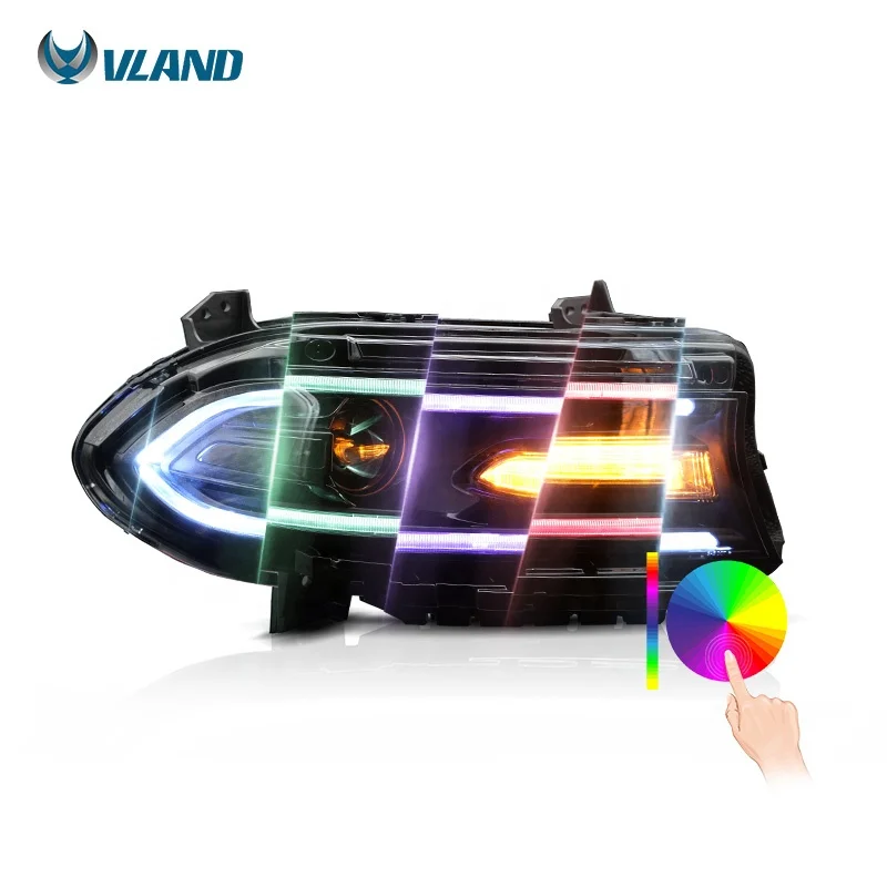 Wholesales RGB Head lights For Dodge Charger  R/T SRT LED  DRL 2015-UP with the LED Turn Signal Headlamp