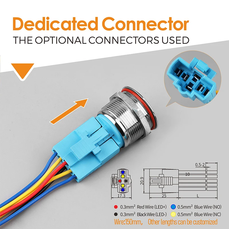 Сильноточный экономичный металлический кнопочный переключатель LANBOO, 22/25 мм, 7A, водонепроницаемый фиксатор/Мгновенный Переключатель на выбор с L