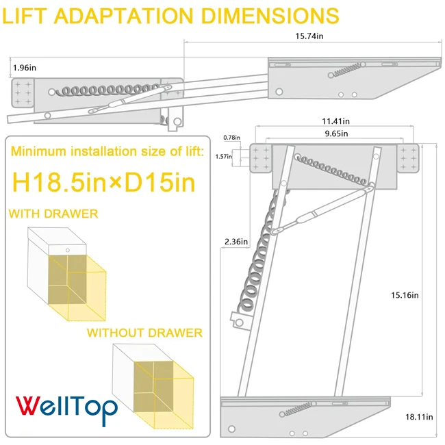 Wholesale Furniture Hardware Accessories Black Kitchen Lift Mechanic Cabinet Hidden Mechanism Soft Closing Coffee Table Bracket